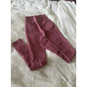 Woman's Jeggings Distressed Venetian Red pink valentines teens juniors jeans